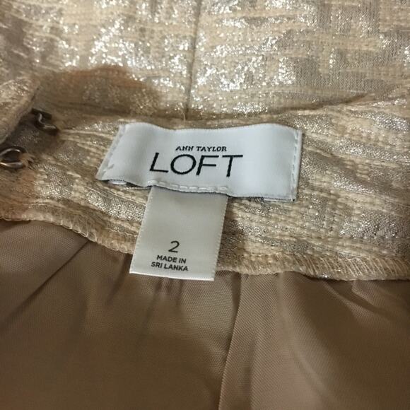 LOFT peachy tan and silver skirt with pockets Size 2 dressy - Picture 4 of 4